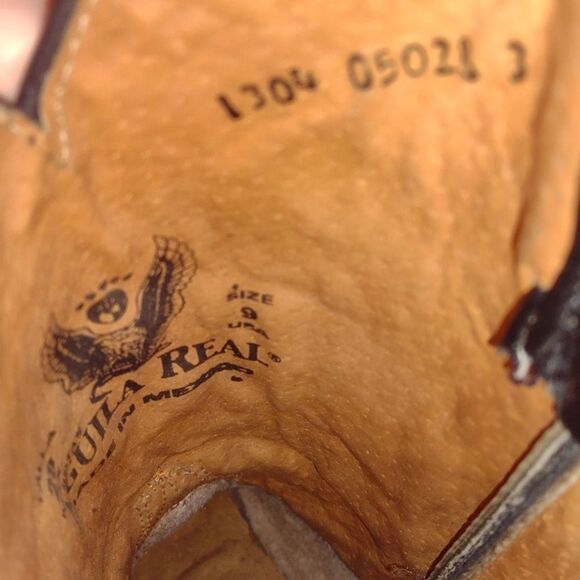 Aguila Real Botas Vaquera Boot leather Point toe western silver cross purple - Picture 8 of 16